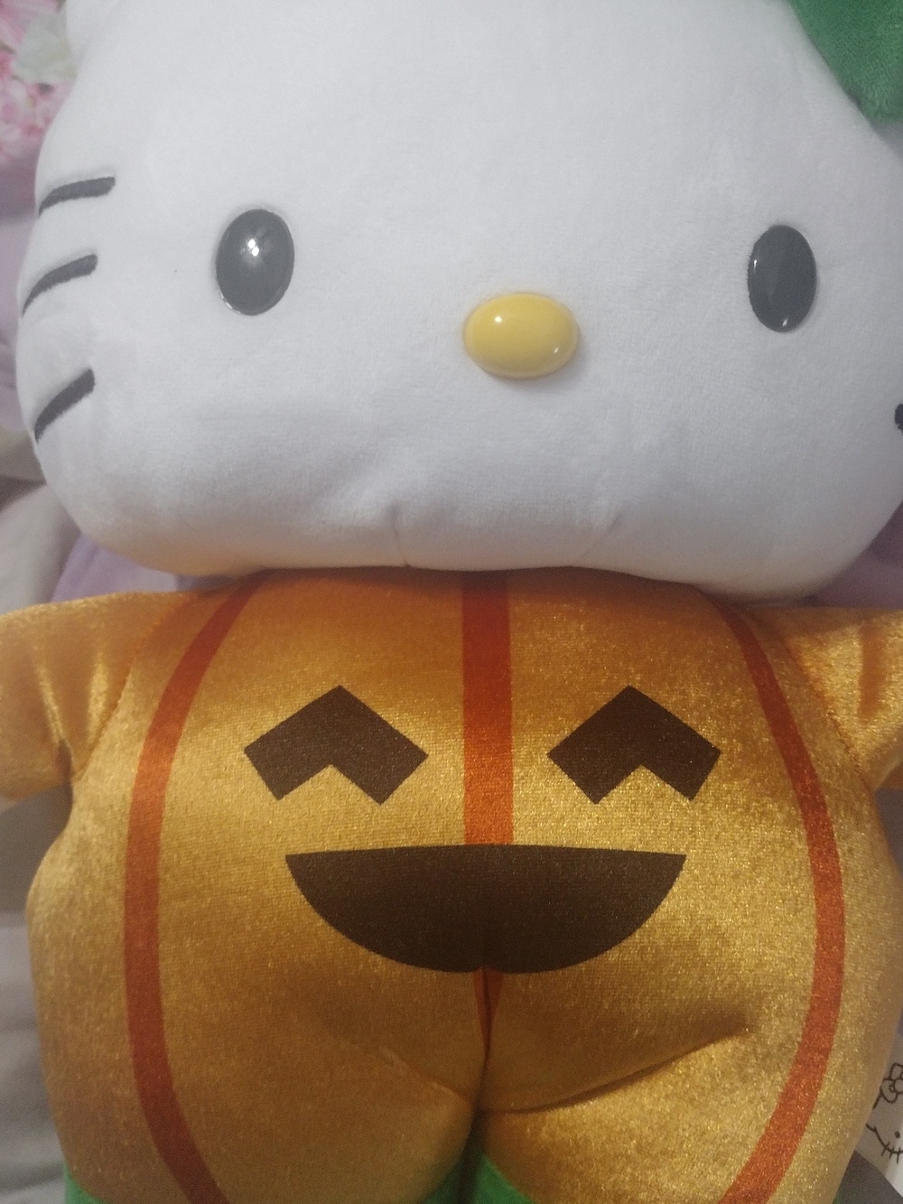Hello Kitty Greeter in Orange Pumpkin Costume and White Plush